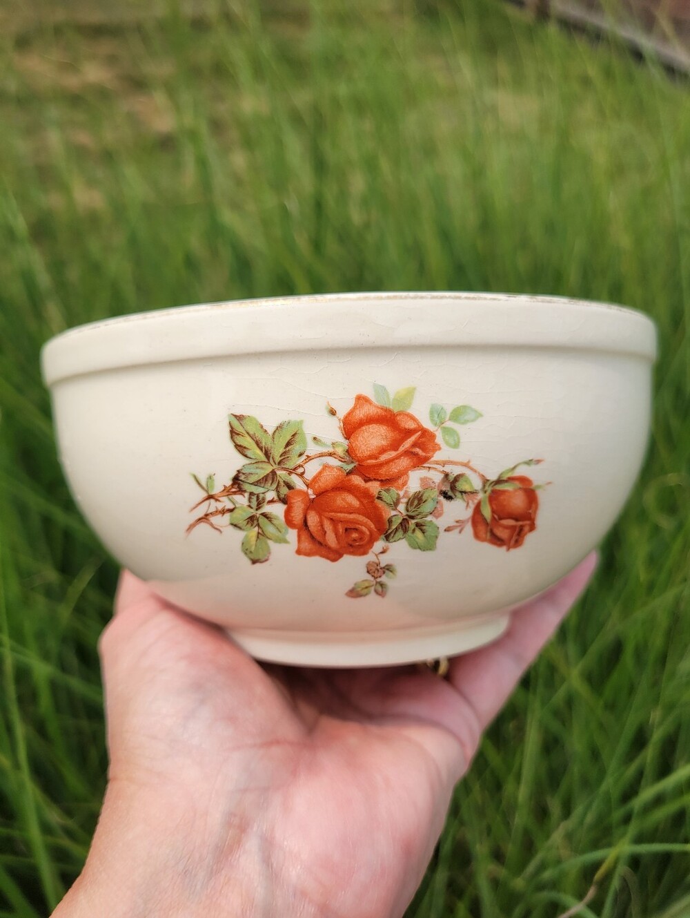 Vintage Universal Cambridge Oven Proof American Beauty Rose Bowl 1940s USA - Picture 2 of 16